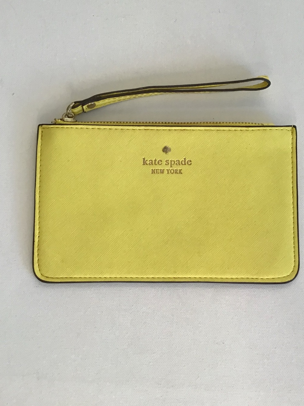 kate spade Yellow Saffiano Zip Wristlet